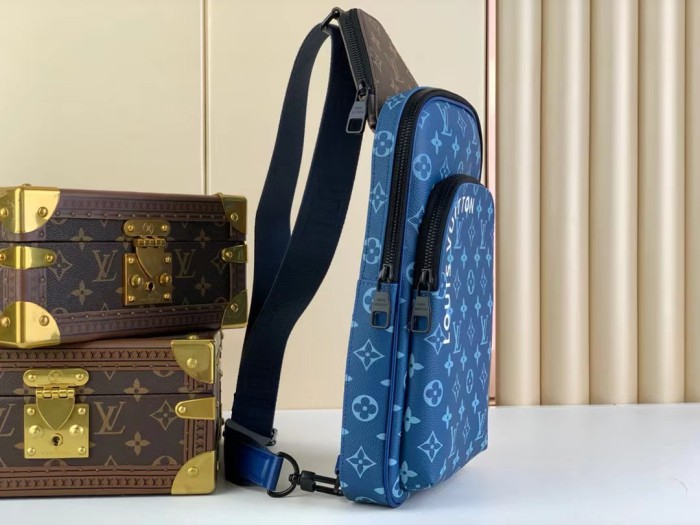 NIGO Louis Vuitton Men's Blue Adjustable Shoulder Strap Zipper Closure Canvas Crossbody Shoulder Bag  #nigo97127