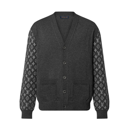 NIGO Louis Vuitton Men's Summer Dark Gray Monogram Mix Cashmere Cardigan Men's Knitted Shirt #nigo97122
