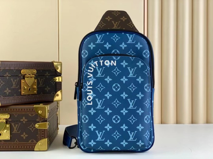 NIGO Louis Vuitton Men's Blue Adjustable Shoulder Strap Zipper Closure Canvas Crossbody Shoulder Bag  #nigo97127