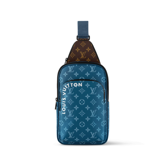 NIGO Louis Vuitton Men's Blue Adjustable Shoulder Strap Zipper Closure Canvas Crossbody Shoulder Bag  #nigo97127