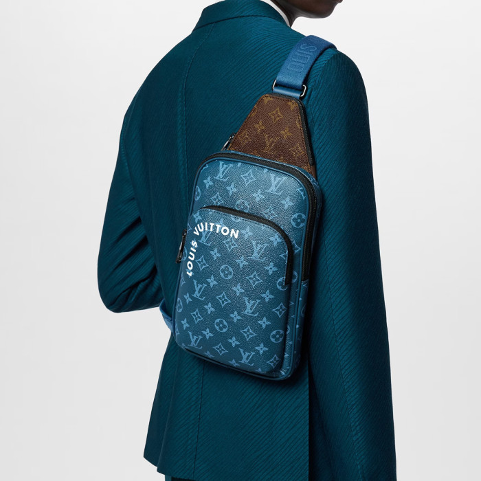 NIGO Louis Vuitton Men's Blue Adjustable Shoulder Strap Zipper Closure Canvas Crossbody Shoulder Bag  #nigo97127