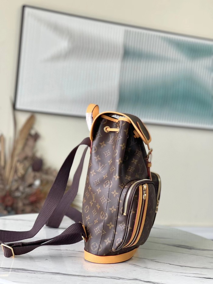 NIGO Louis Vuitton Women's Brown Leather Bosphore Classic Old Flower Cowhide Schoolbag Backpack Shoulder Bag #nigo97128