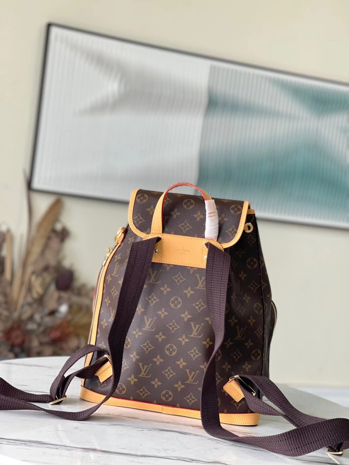 NIGO Louis Vuitton Women's Brown Leather Bosphore Classic Old Flower Cowhide Schoolbag Backpack Shoulder Bag #nigo97128