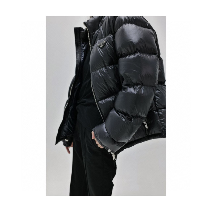 NIGO Prada Winter Black Oversize Genderless Hooded Zip Puffer Down Jacket #nigo97147