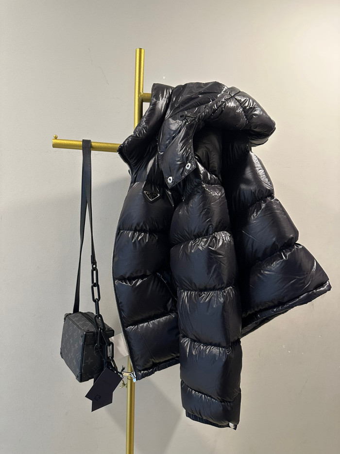 NIGO Prada Winter Black Oversize Genderless Hooded Zip Puffer Down Jacket #nigo97147