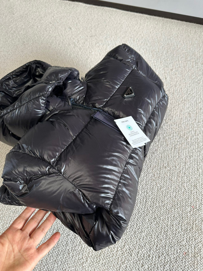 NIGO Prada Winter Black Oversize Genderless Hooded Zip Puffer Down Jacket #nigo97147