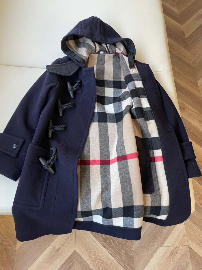NIGO Burberry Men's Winter Lined Functional Wool Cowl Button Plaid Long Coat Jacket #nigo97161