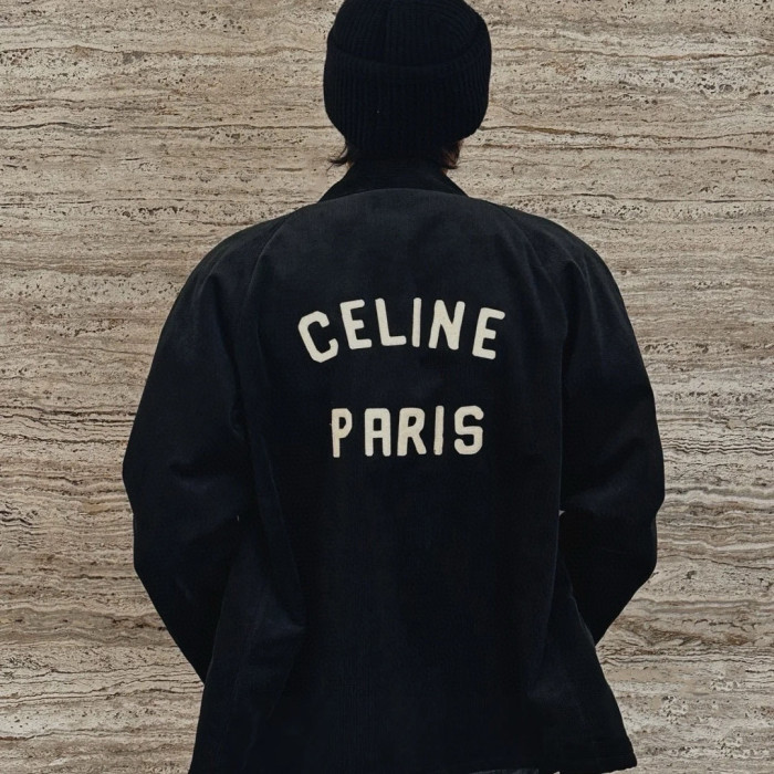 NIGO Celine Men's Black Lapel Zipper Cotton Jacket In Corduroy #nigo97158