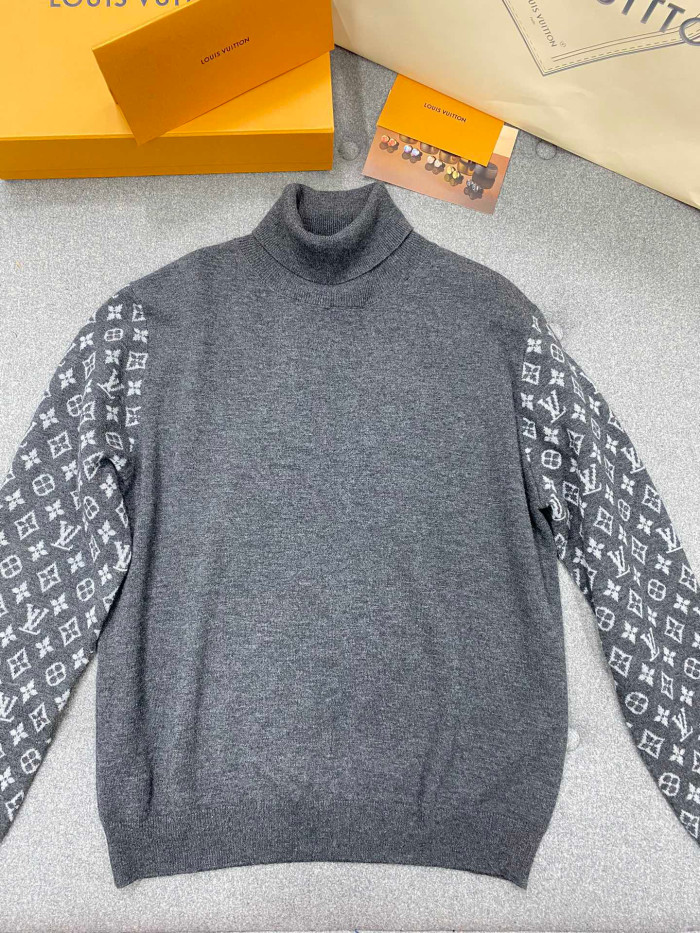 NIGO Louis Vuitton Men's Spring Dark Gray Wool Spun Cashmere Blend Turtleneck Sweater #nigo97166