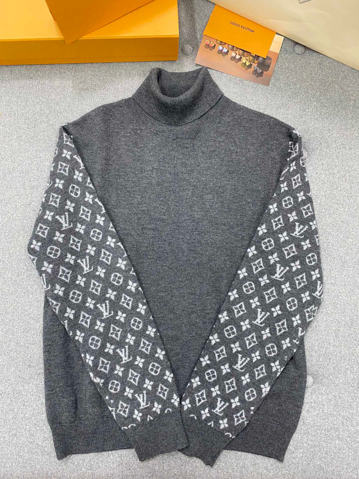 NIGO Louis Vuitton Men's Spring Dark Gray Wool Spun Cashmere Blend Turtleneck Sweater #nigo97166