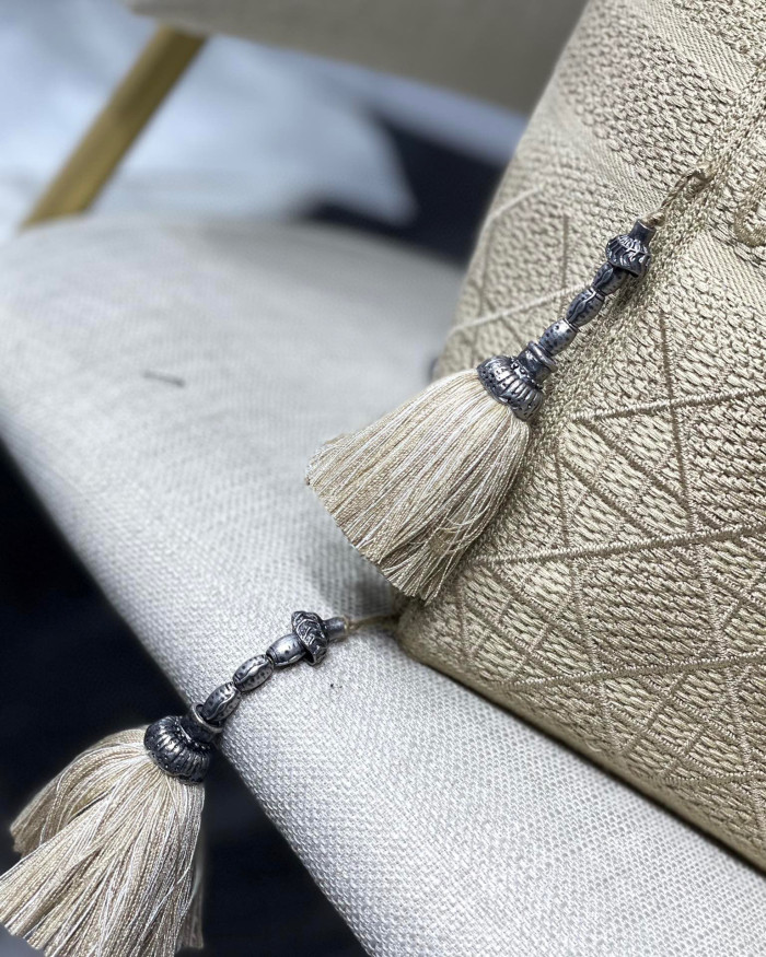 NIGO Dior Women's Beige D-BUBBLE Rattan Checkered Embroidery Straw Effect Canvas Bucket Bag Shoulder Bag Tote #nigo97188