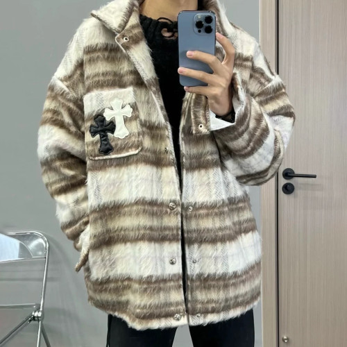 NIGO Chrome Hearts Men's And Women's Models Genderless Fall And Winter Tweed Plaid Loose Casual Versatile Long Sleeved Shirt Jacket #nigo97199