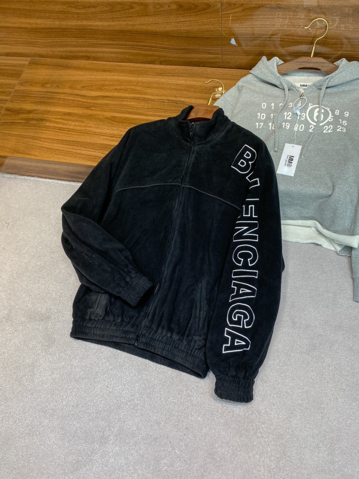 NIGO Balenciaga Men's New Fall And Winter Black Lambswool Material Collar Zipper Jacket #nigo97214