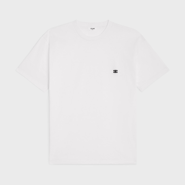 NIGO Celine Unisex Genderless Summer Solid Color Short Sleeve Loose Triomphe T-shirt In Cotton Jersey #nigo97212
