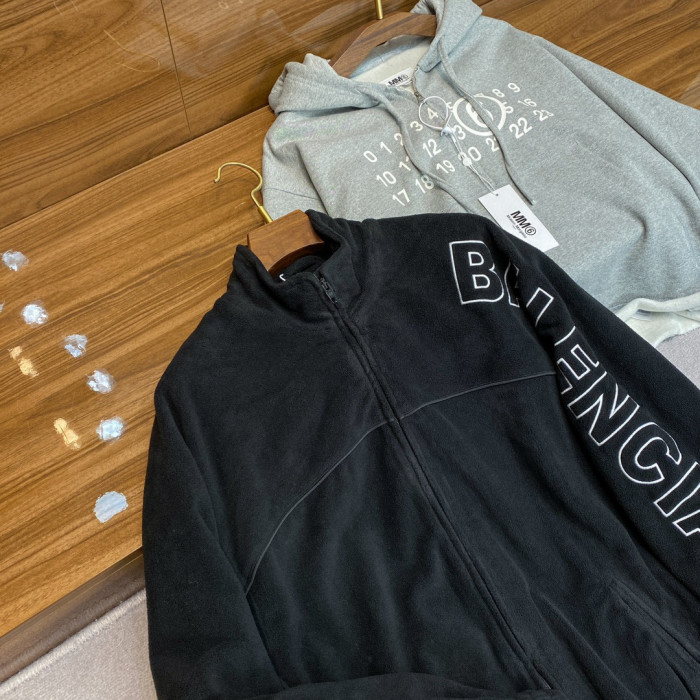 NIGO Balenciaga Men's New Fall And Winter Black Lambswool Material Collar Zipper Jacket #nigo97214