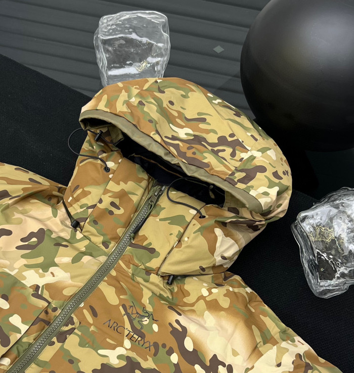 NIGO Arcteryx Men's Camouflage Hooded Fitted Zip Puffer Down Jacket #nigo97196