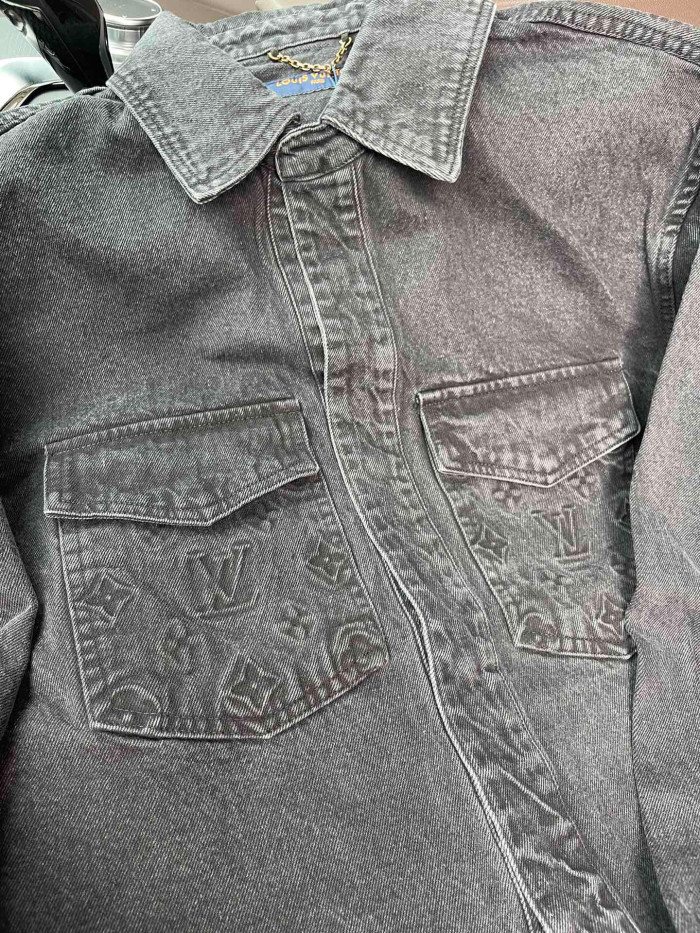 NIGO Louis Vuitton Men's Fall/Winter Three-dimensional Embossed Pocket Denim Jacket Pants Set Suit #nigo97227