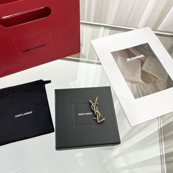 NIGO SAINT LAURENT Women's Saint Laurent Brass Gold Brooch #nigo82368
