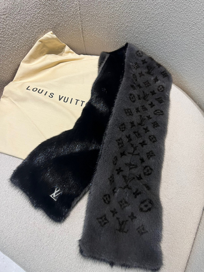 NIGO Louis Vuitton Men's Winter Monogram Reverso Reversible Wool Fur Scarf #nigo97243