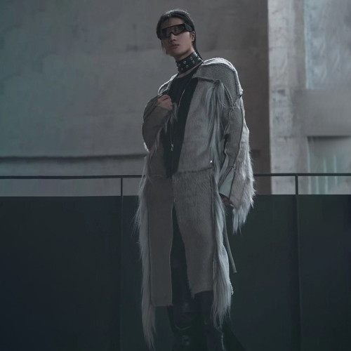 NIGO Rick Owens Men's Autumn And Winter Colorblocking Splicing Zipper Long Loose Fur Coat Ngvp #nigo6964