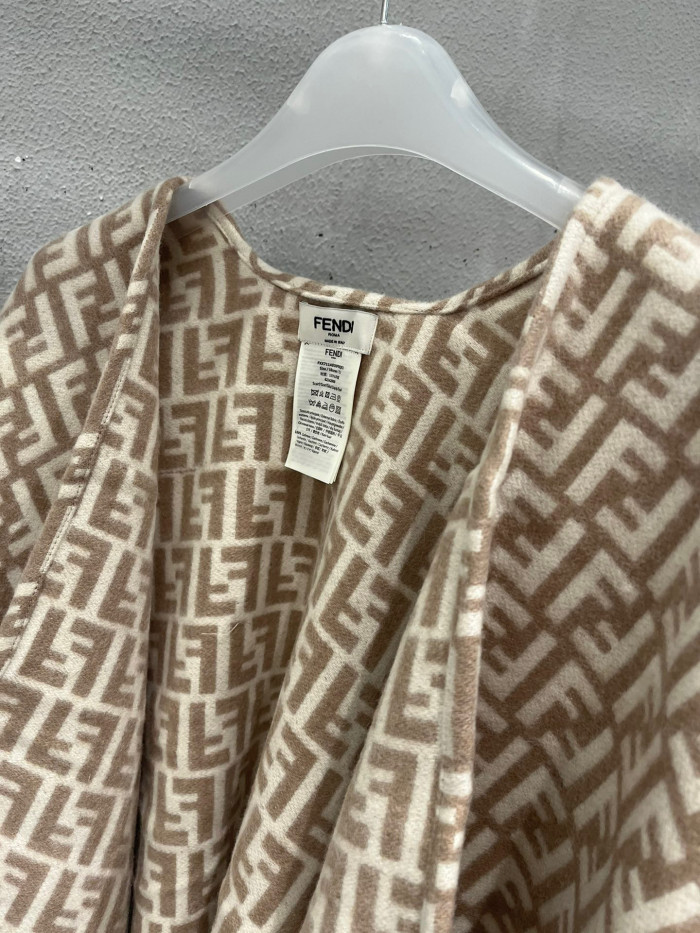 NIGO Fendi Beige Wool and Cashmere Poncho Shawl #nigo97235