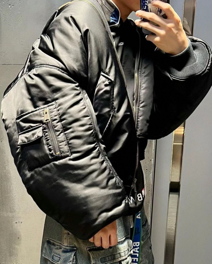 NIGO Balenciaga Men's Spring And Autumn Black Patchwork Hooded Pilot Loose Long Sleeve Cotton Jacket Ngvp #nigo6958
