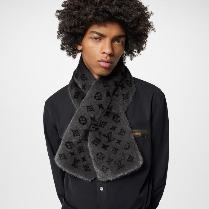NIGO Louis Vuitton Men's Winter Monogram Reverso Reversible Wool Fur Scarf #nigo97243