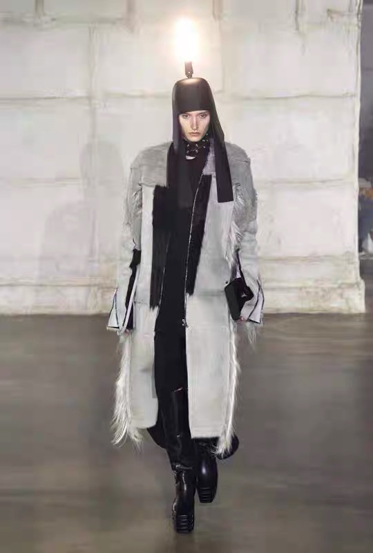 NIGO Rick Owens Men's Autumn And Winter Colorblocking Splicing Zipper Long Loose Fur Coat Ngvp #nigo6964