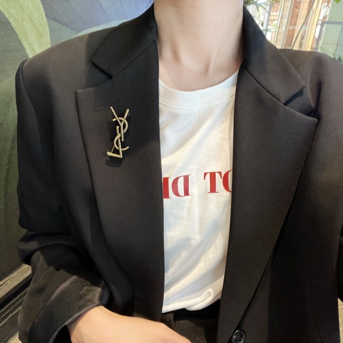 NIGO SAINT LAURENT Women's Saint Laurent Brass Gold Brooch #nigo82368
