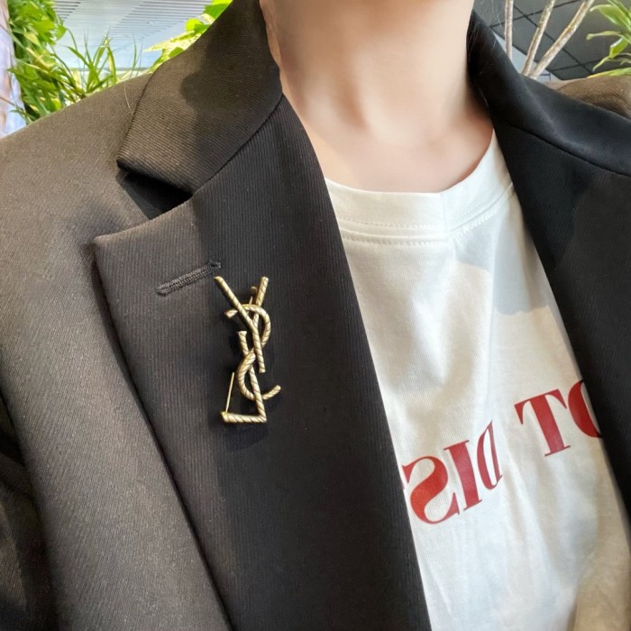 NIGO SAINT LAURENT Women's Saint Laurent Brass Gold Brooch #nigo82368