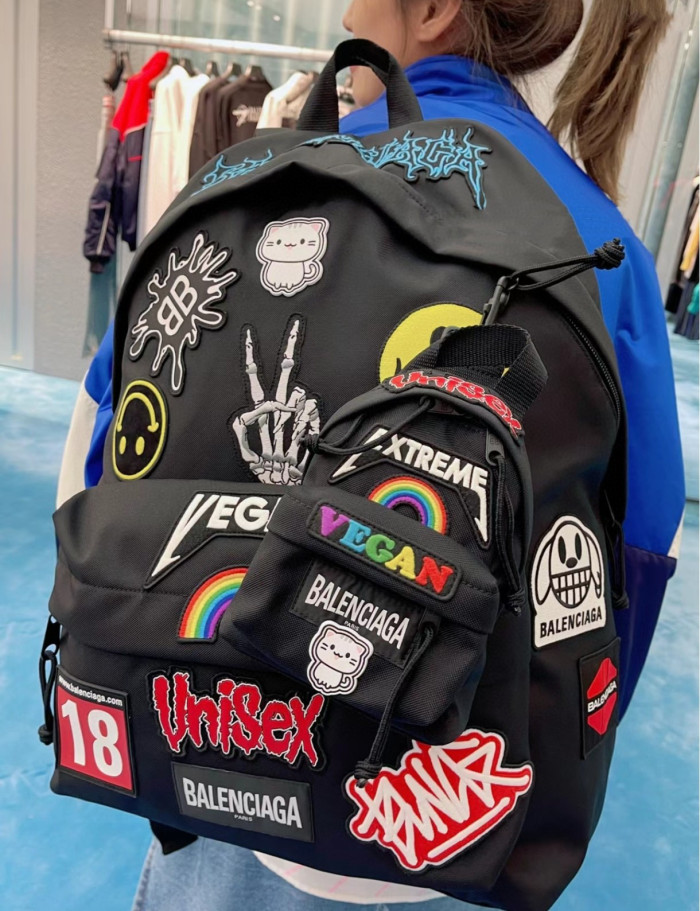 NIGO Balenciaga Men's Explosive Graffiti Embroidered Gamer Shoulder Bag Backpacks #nigo97253