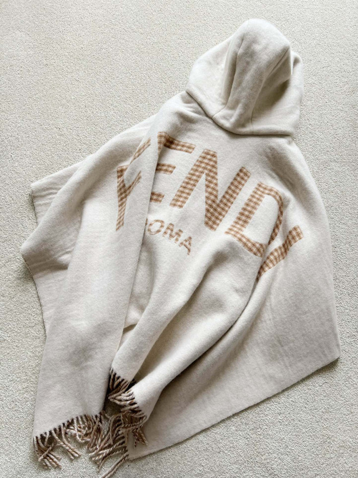 NIGO Fendi Women's Cashmere Reversible Hooded Poncho #nigo97251