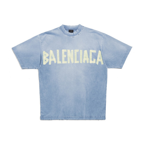 NIGO Balenciaga Men's Summer Tape Type Short Sleeved T-shirt Medium Fit Faded Blue #nigo97268
