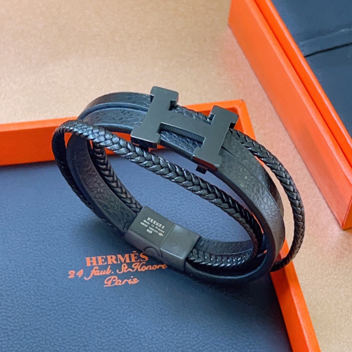 NIGO Hermes Black Knight Leather Strap Bracelet Jewelry #nigo97279