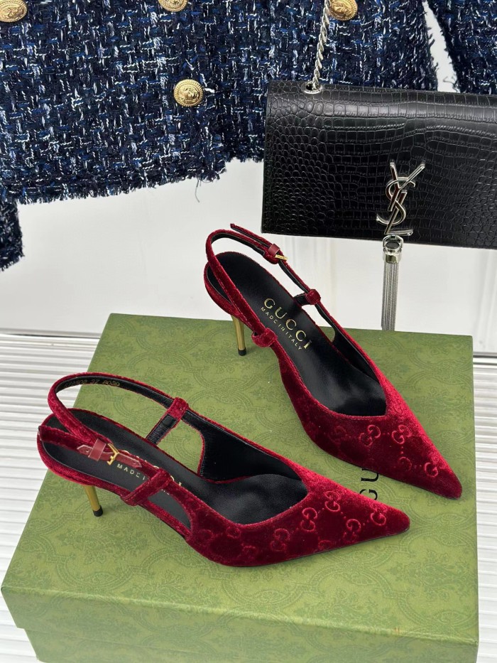 NIGO Gucci Women's GG Back Lace Up Burgundy Shallow Heels Shoes #nigo97285