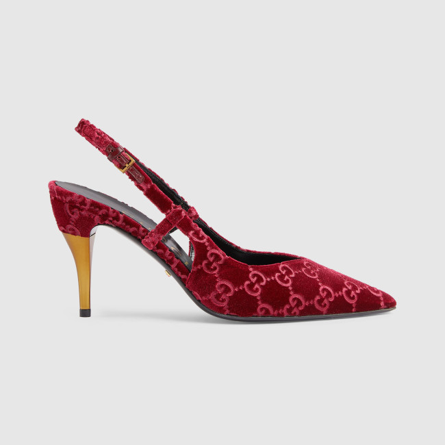 NIGO Gucci Women's GG Back Lace Up Burgundy Shallow Heels Shoes #nigo97285