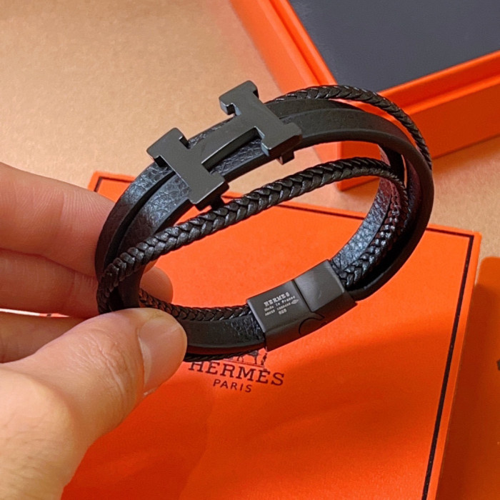 NIGO Hermes Black Knight Leather Strap Bracelet Jewelry #nigo97279