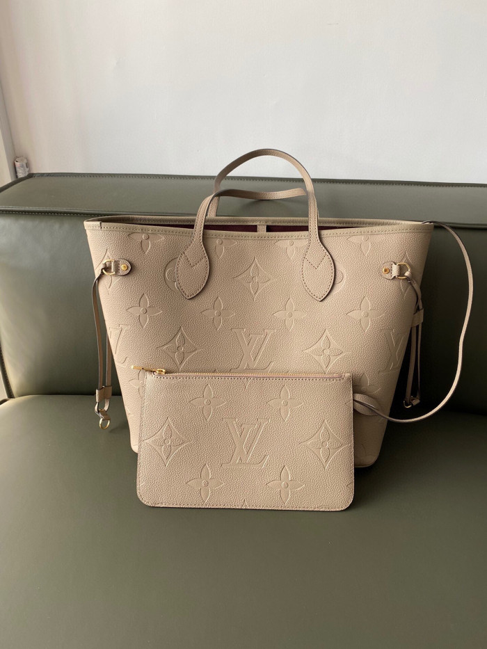NIGO Louis Vuitton Women's Elephant Gray Cowhide Size Neverfull Handbag Leather Tote Bag Bags #nigo97297