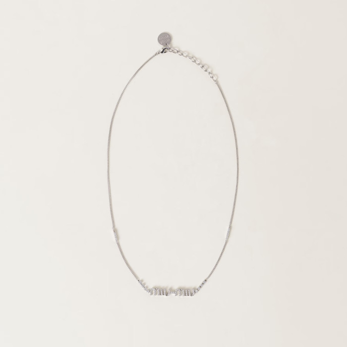 NIGO MiuMiu Women's Logo Metal Necklace With Crystals Necklace Jewelry #nigo97293