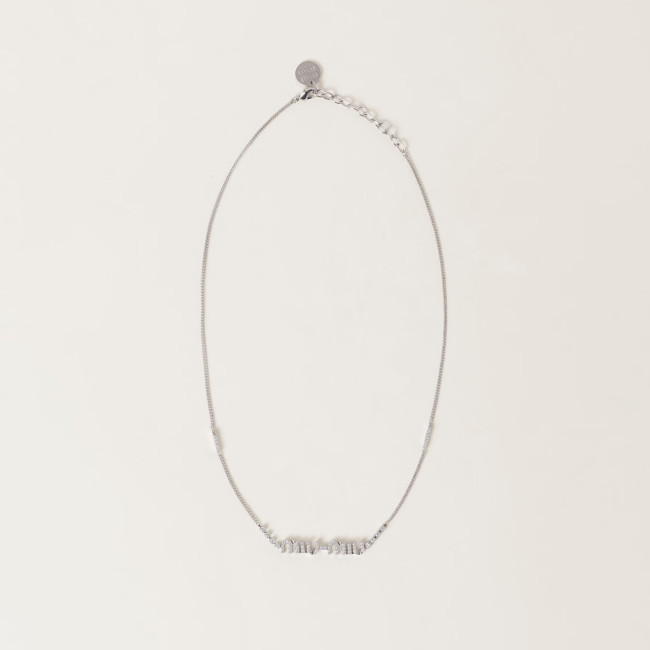 NIGO MiuMiu Women's Logo Metal Necklace With Crystals Necklace Jewelry #nigo97293