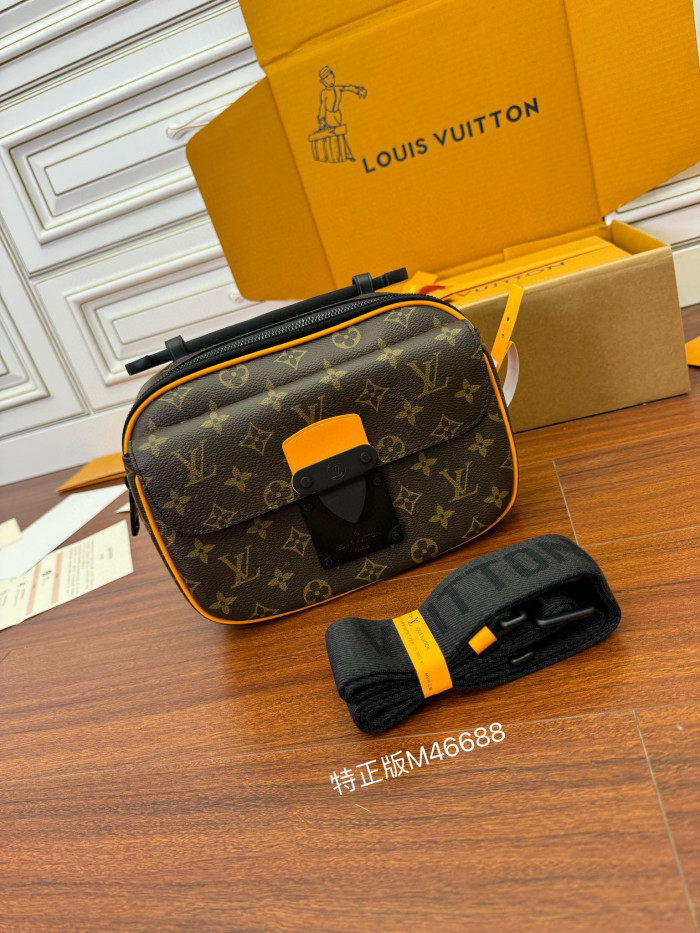 NIGO Louis Vuitton Men's Square Leather S-Lock Messenger Bag Bags #nigo97288