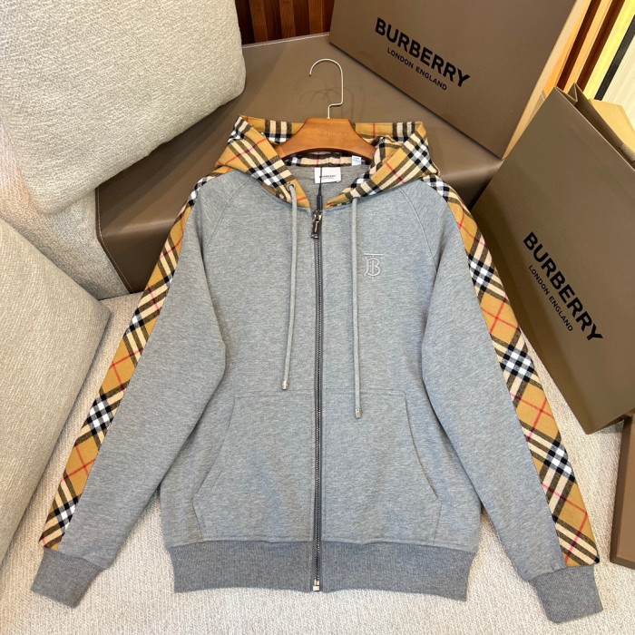 NIGO Burberry Men's Fall Plaid Zipper Hooded Sweatshirt Jacket #nigo97312