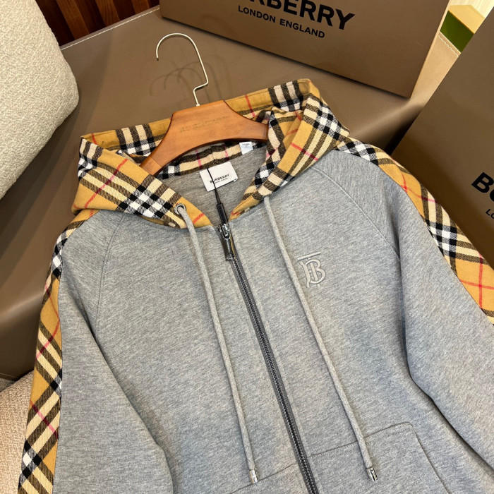 NIGO Burberry Men's Fall Plaid Zipper Hooded Sweatshirt Jacket #nigo97312