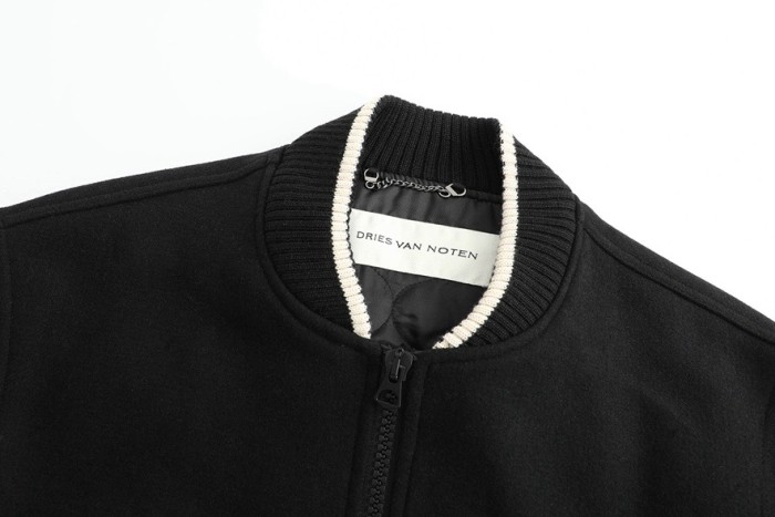 NIGO Dries Van Noten Men's Spring And Autumn Striped Zipper Casual Loose Wool Jacket Black Long Sleeved Round Neck Jacket Ngvp #nigo7288