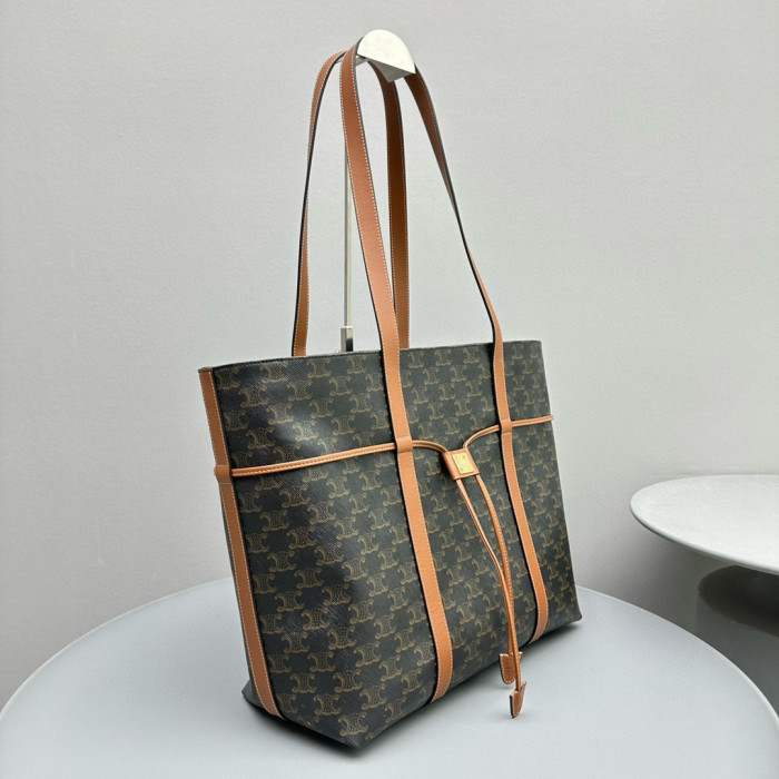 NIGO Celine Cabas Drawstring In Triomphe Canvas And Calfskin Handbag Shoulder Bag #nigo97336