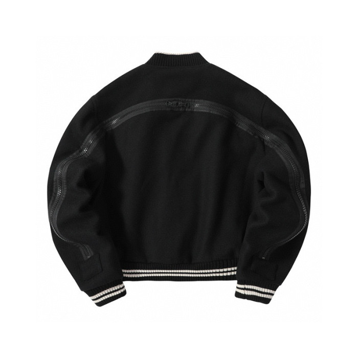 NIGO Dries Van Noten Men's Spring And Autumn Striped Zipper Casual Loose Wool Jacket Black Long Sleeved Round Neck Jacket Ngvp #nigo7288