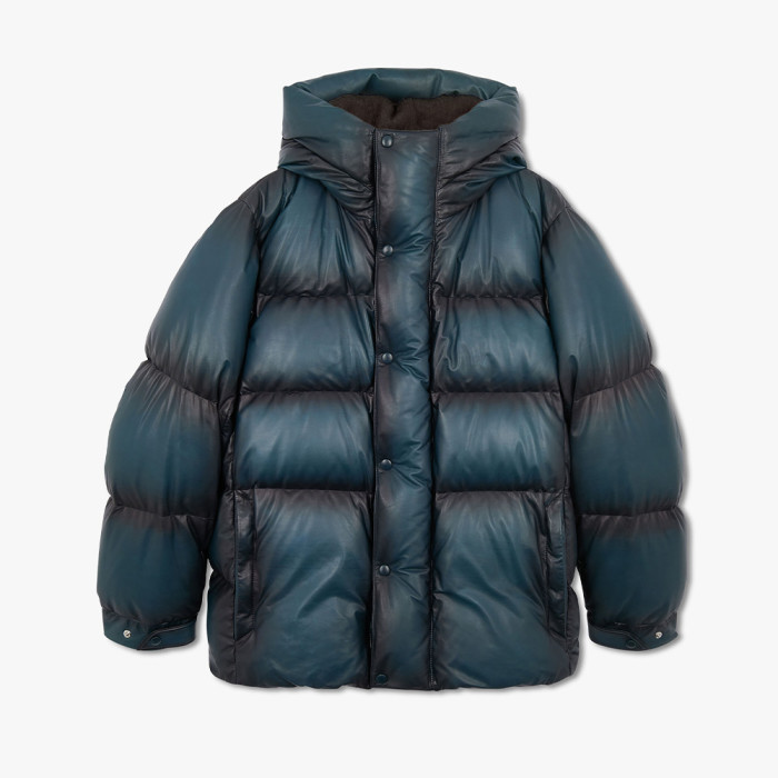 NIGO Berluti Men's Winter Solid Color Single Breasted Long Sleeve Hooded Leather Puffer Down Jacket Ngvp #nigo7215