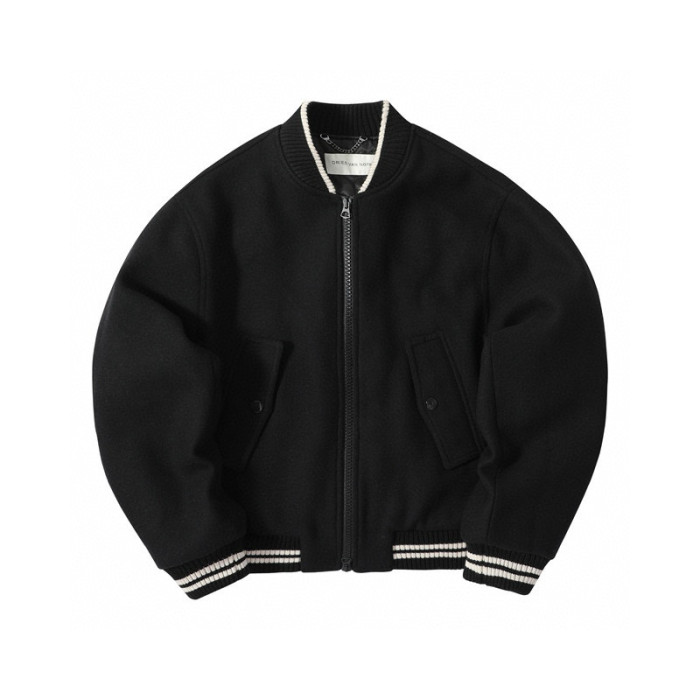 NIGO Dries Van Noten Men's Spring And Autumn Striped Zipper Casual Loose Wool Jacket Black Long Sleeved Round Neck Jacket Ngvp #nigo7288