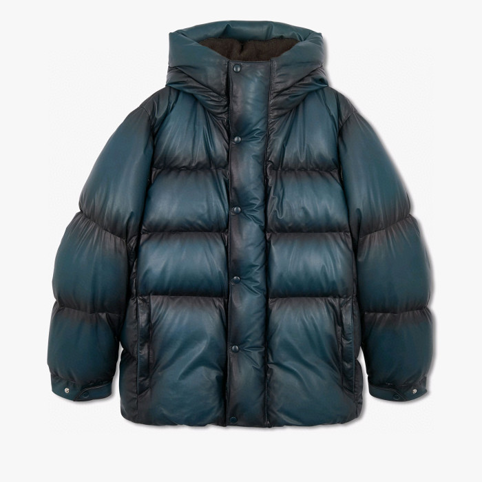 NIGO Berluti Men's Winter Solid Color Single Breasted Long Sleeve Hooded Leather Puffer Down Jacket Ngvp #nigo7215