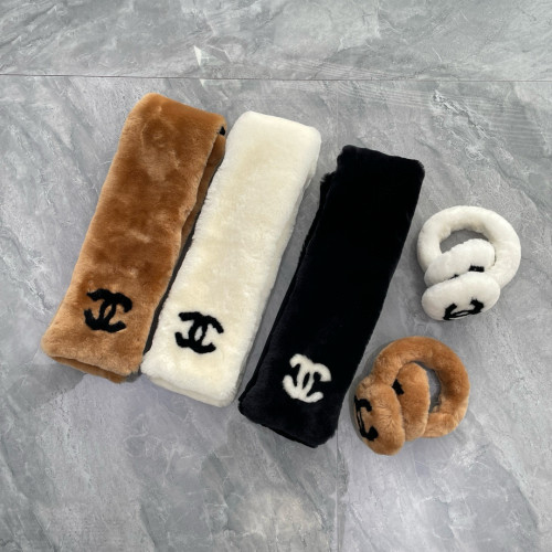 NIGO Chanel Women's Winter Reversible Shearling Sheep Leather Scarf Earmuffs #nigo97346
